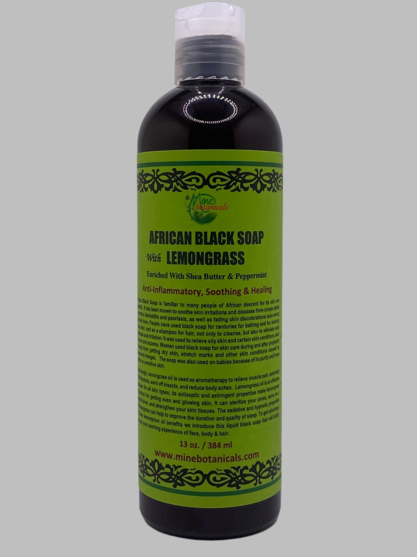 AFRICAN BLACK SOAP with LEMONGRASS (body wash,facial cleanser,shampoo and more)