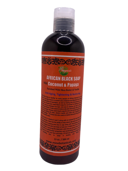 AFRICAN BLACK SOAP with COCONUT & PAPAYA ( body wash, facial clean,shampoo and more)